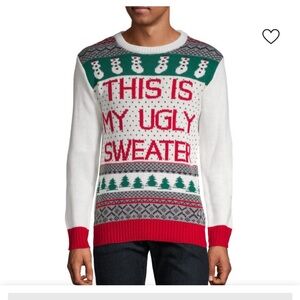 American Stitch Festive White Red & Green Snowman Ugly Christmas Sweater